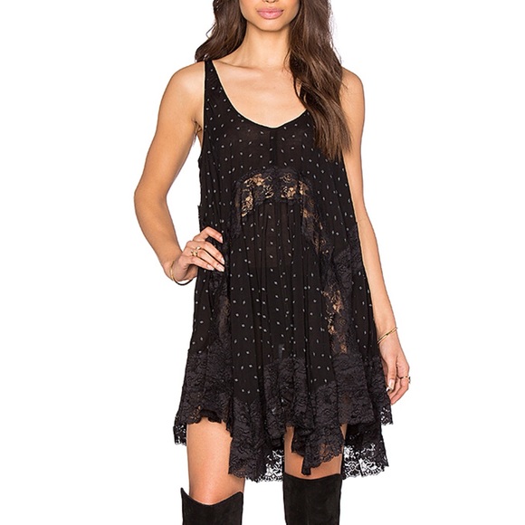 Free People Dresses & Skirts - Free People she swings slip black trapeze dress